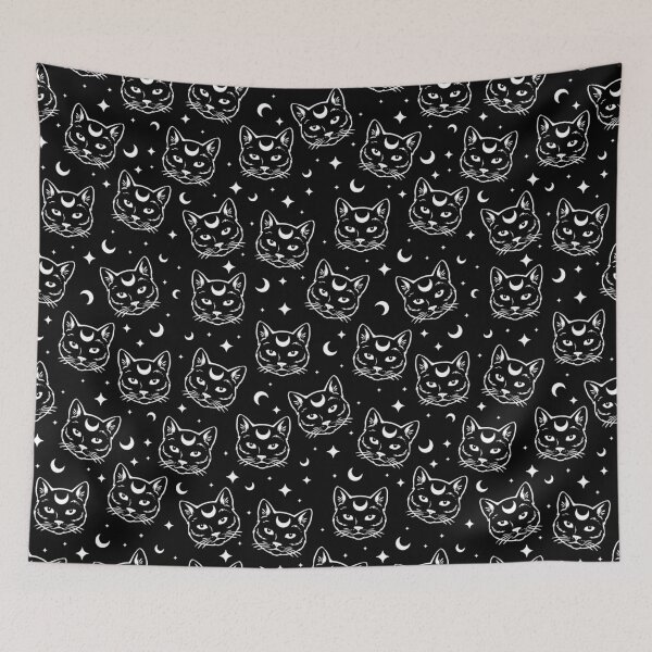 Item preview, Mystical Magical Halloween Cat with Moon Pattern designed and sold by Gsallicat.