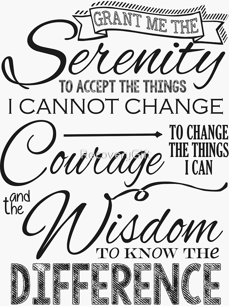 "Serenity Prayer - Chalk Typography" Sticker by RecoveryGift | Redbubble