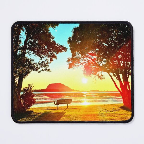 COLOURFUL SUNRISE WITH LONELY BENCH Mouse Pad