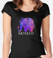 Namaste Elephant Peaceful Watercolor Fitted Scoop T-Shirt