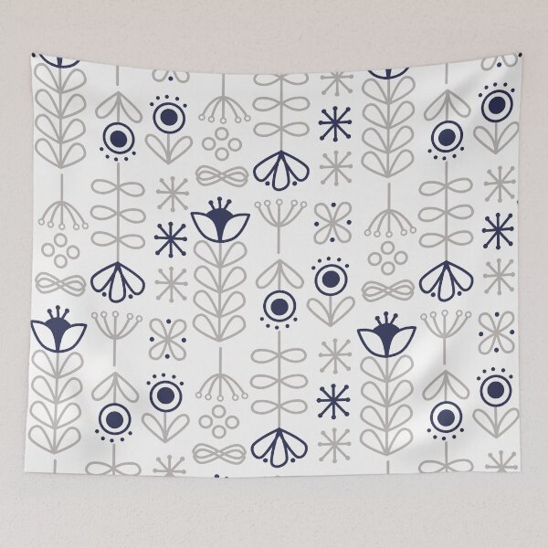 Item preview, Navy Blue Folk Flowers designed and sold by KathrinLegg.