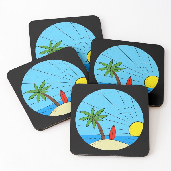 Item preview,  Sunset On A Tropical Island | Minimalistic Style Tattoo Design Line Art Illustration Surfer Culture Summer Vibes designed and sold by MarinasDesign.