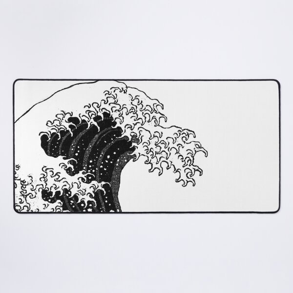 Great Wave Outline Black and White | Mouse Pad