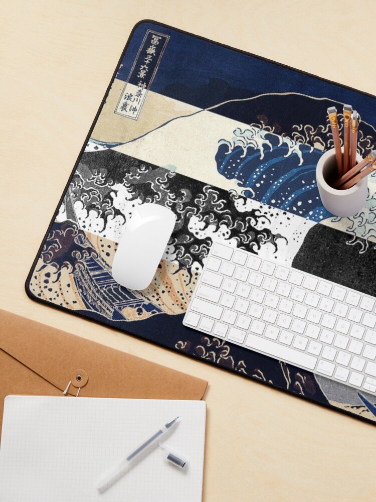 Alternate view of Great Wave Off Kanagawa Color Glitch Mouse Pad
