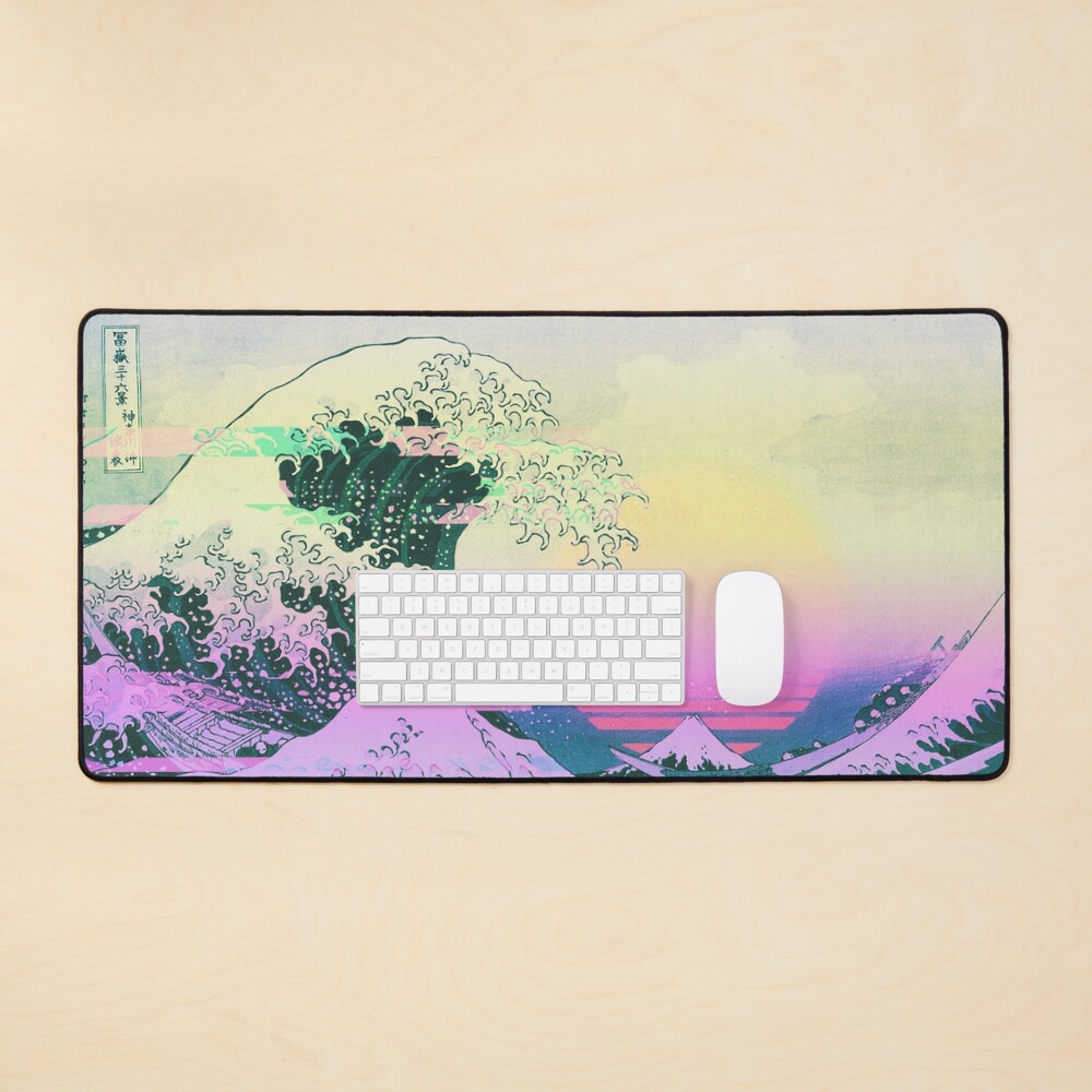 Aesthetic Vaporwave Great Wave Off Kanagawa Retro Mouse Pad