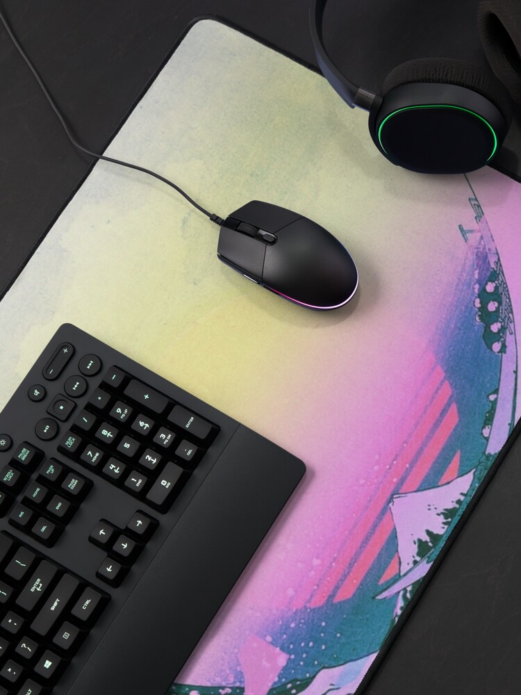 Alternate view of Aesthetic Vaporwave Great Wave Off Kanagawa Retro Mouse Pad