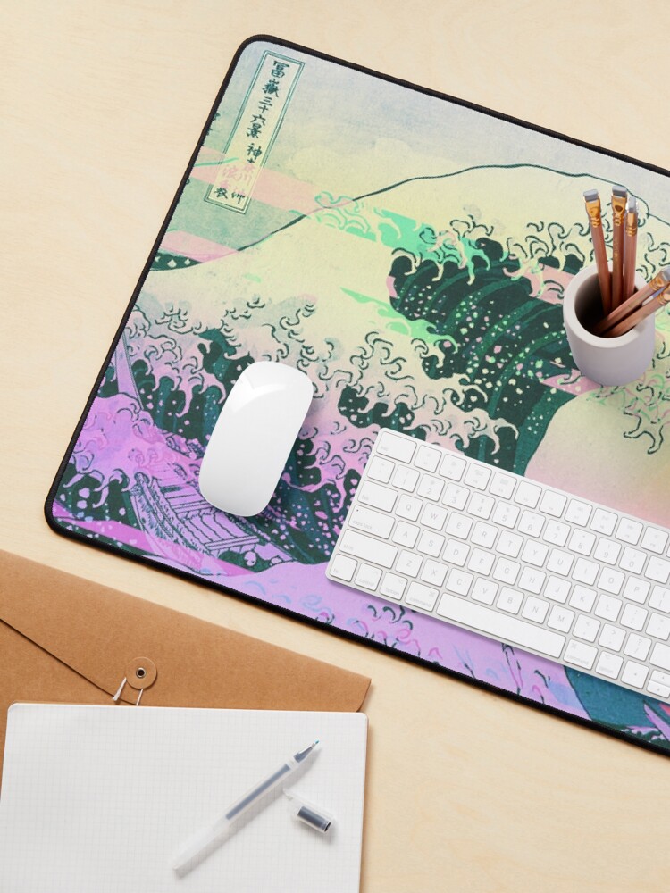 Alternate view of Aesthetic Vaporwave Great Wave Off Kanagawa Retro Mouse Pad