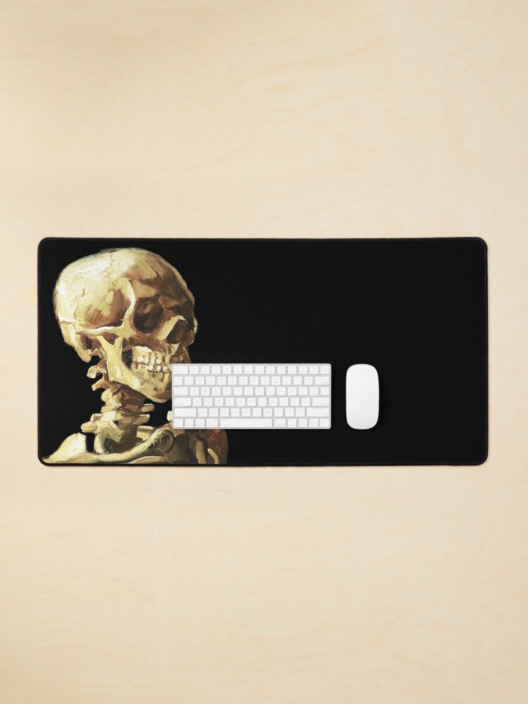 Thumbnail 1 of 5, Mouse Pad, Vincent Van Gogh - Skull of a Skeleton with Burning Cigarette designed and sold by ind3finite.