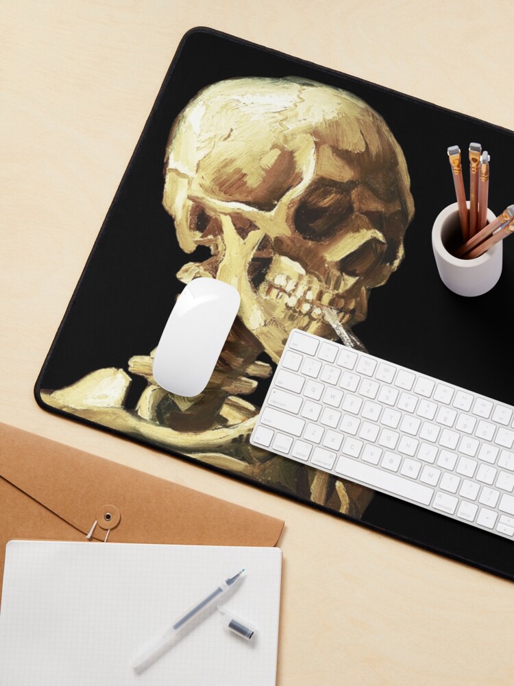 Thumbnail 3 of 5, Mouse Pad, Vincent Van Gogh - Skull of a Skeleton with Burning Cigarette designed and sold by ind3finite.