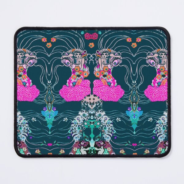 Item preview, WOMAN AMONG FLOWERS AND CENTAUR Fuchsia Orange Green White Art Nouveau Gustav Klimt Pattern designed and sold by BulganLumini.