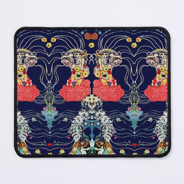 Item preview, WOMAN AMONG FLOWERS AND CENTAUR Navy Blue Red White Art Nouveau Gustav Klimt Pattern designed and sold by BulganLumini.