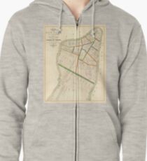 Sudadera con capucha y cremallera Vintage Map of New York City (1831)
