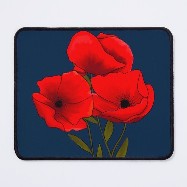 Item preview, Red Poppy Flowers on blue background designed and sold by Giulia  Palazzo.