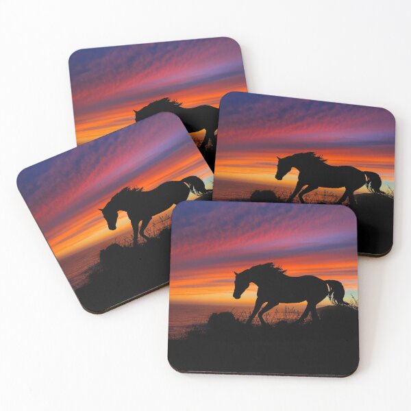 Item preview, Sunset Drink - Dramatic Sky and Horse Silhouette at the Sea designed and sold by OpenED360.