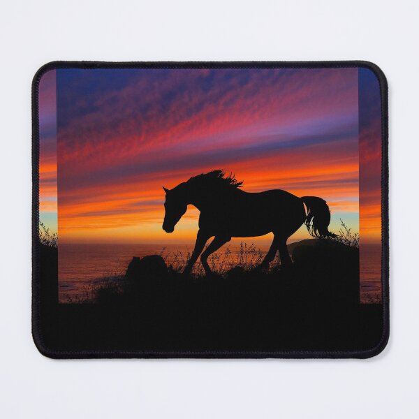 Item preview, Sunset Drink - Dramatic Sky and Horse Silhouette at the Sea designed and sold by OpenED360.
