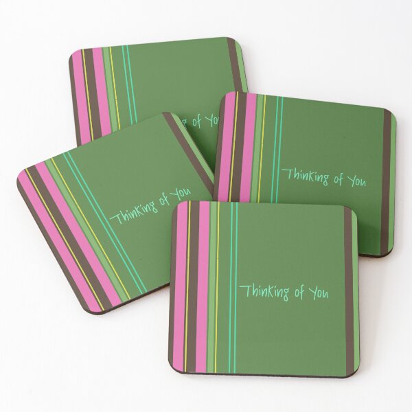 Item preview, Thinking of You - Fresh Spring Summer green pink stripes designed and sold by RichDesignPro.