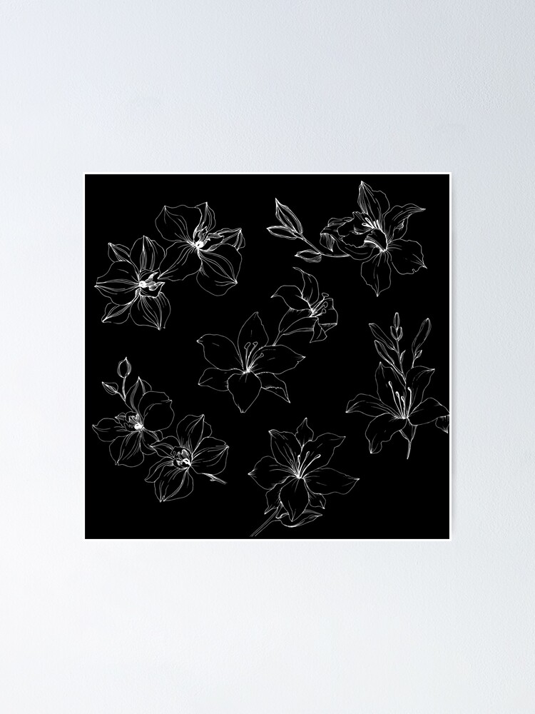 "Black and White Floral" Poster for Sale by BrittanyJones1 Redbubble