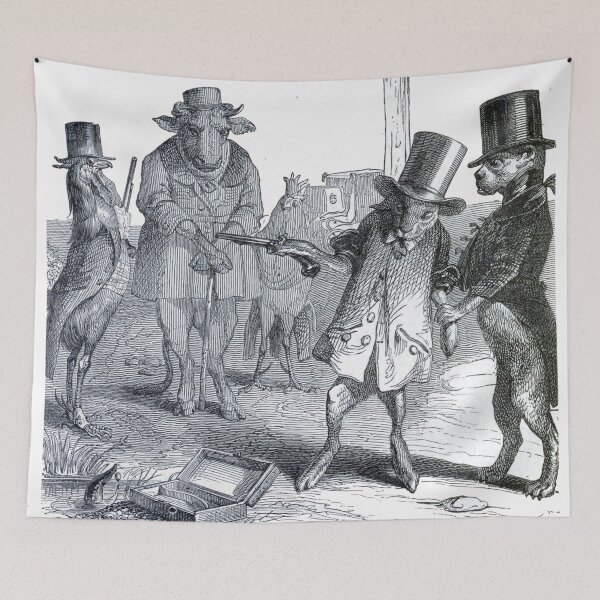 Item preview, Vintage "The Duel" Drawing from Public and private life of animals (1877) designed and sold by Douglas E. Welch Design and Photography.