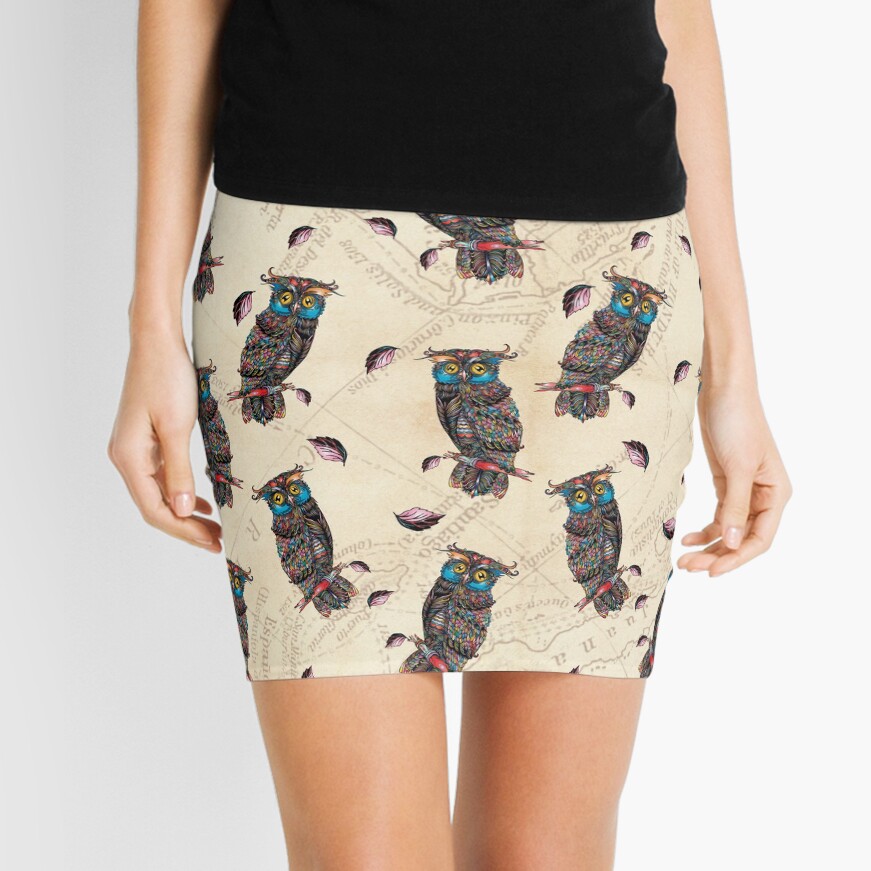 Estampado Búhos al Atardecer Minifalda
