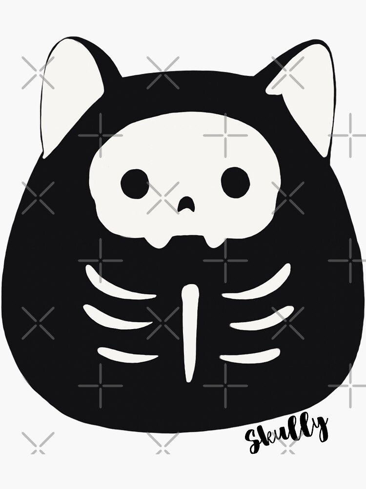 "Skully the Skeleton Cat" Sticker for Sale by oemgeeart Redbubble
