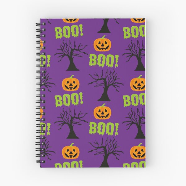Item preview, Spooky Halloween Boo Pumpkin Smiley Face Trees Pattern designed and sold by Pink-Lotus.