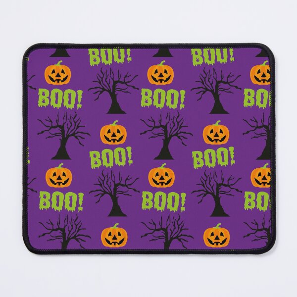 Item preview, Spooky Halloween Boo Pumpkin Smiley Face Trees Pattern designed and sold by Pink-Lotus.