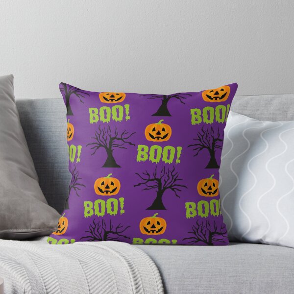 Item preview, Spooky Halloween Boo Pumpkin Smiley Face Trees Pattern designed and sold by Pink-Lotus.