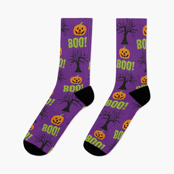 Item preview, Spooky Halloween Boo Pumpkin Smiley Face Trees Pattern designed and sold by Pink-Lotus.