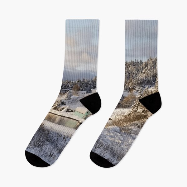 Item preview, snowy day in a small town designed and sold by Dreamingnewfie.