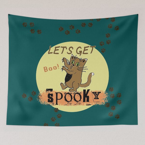 Item preview, Let's Get Spooky - Spooky Halloween Cat - Funny Chunk Ilustration Painting designed and sold by IrinchiDE.