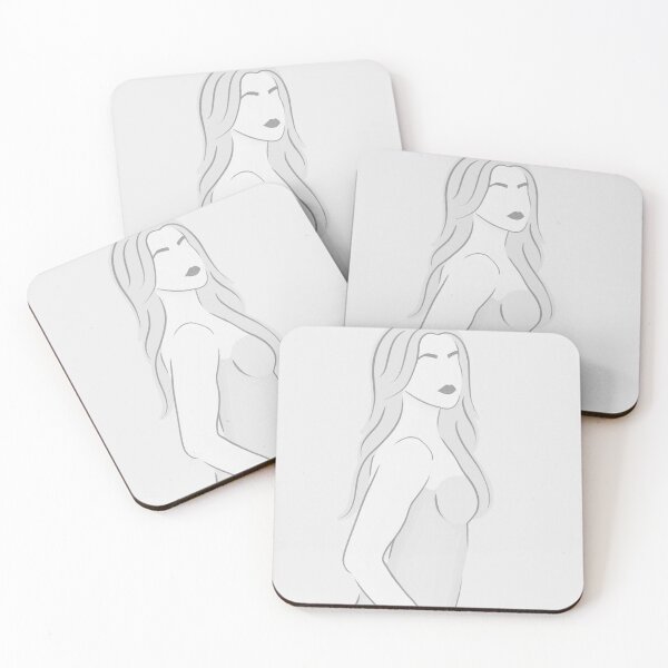 Item preview, Girl Figure Illustration (1 of 3) Line Drawing Minimalist Colors Gray Scale Black and White Lines  designed and sold by AEJdesign.