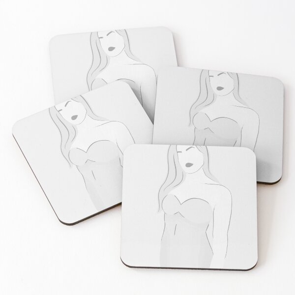 Item preview, Girl Figure Illustration (2 of 3) Line Drawing Minimalist Colors Gray Scale Black and White Lines  designed and sold by AEJdesign.