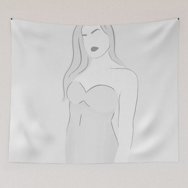 Item preview, Girl Figure Illustration (2 of 3) Line Drawing Minimalist Colors Gray Scale Black and White Lines  designed and sold by AEJdesign.