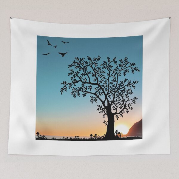 Item preview, Sunrise over trees and birds designed and sold by RiadMannan.