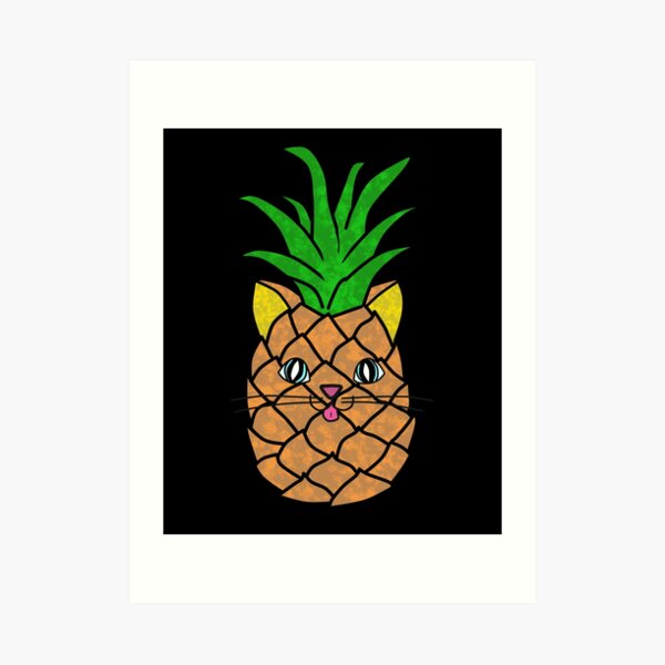 "Vintage pineapple cat" Art Print for Sale by phys Redbubble