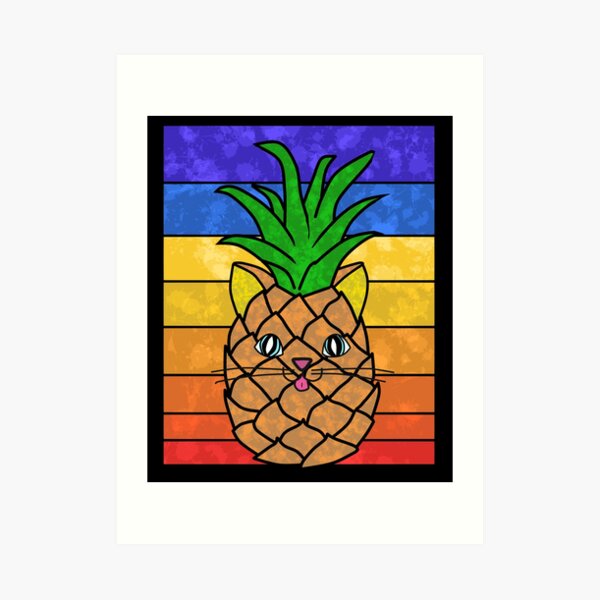 "Vintage pineapple cat" Art Print for Sale by phys Redbubble