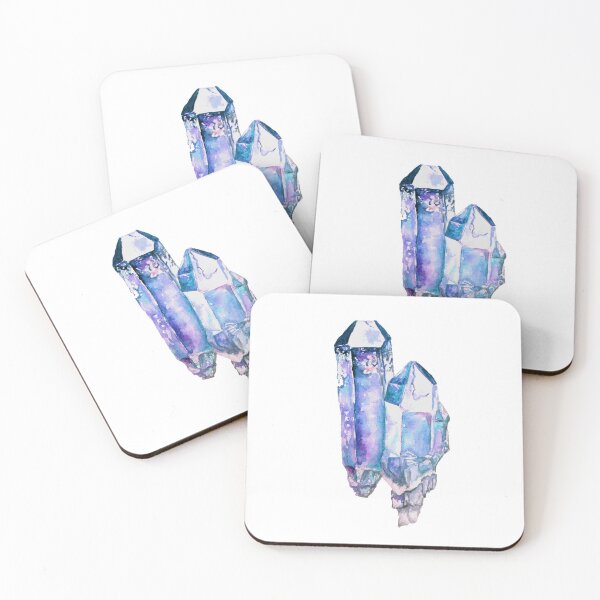 Item preview, Two Blue Amethyst crystal, watercolour crystal painting. Crystal Healing designed and sold by Goldstarwork.