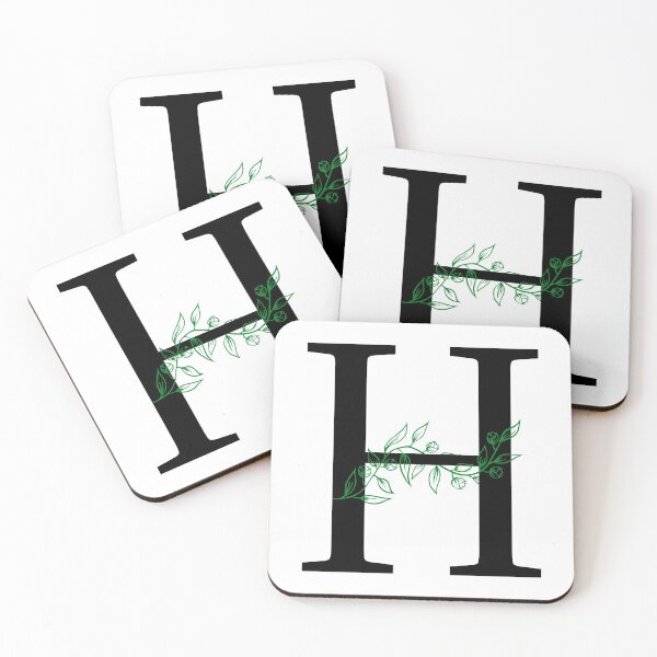 Item preview, H Initial Vine Flower Monogram Decal designed and sold by TrashPandaCreative.