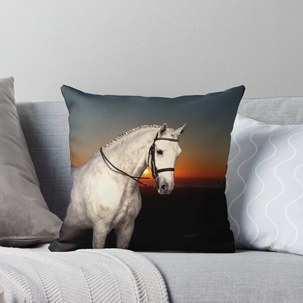 Item preview, Gray at Dawn - Bold and Beautiful "White" Horse with the Rising Sun designed and sold by OpenED360.