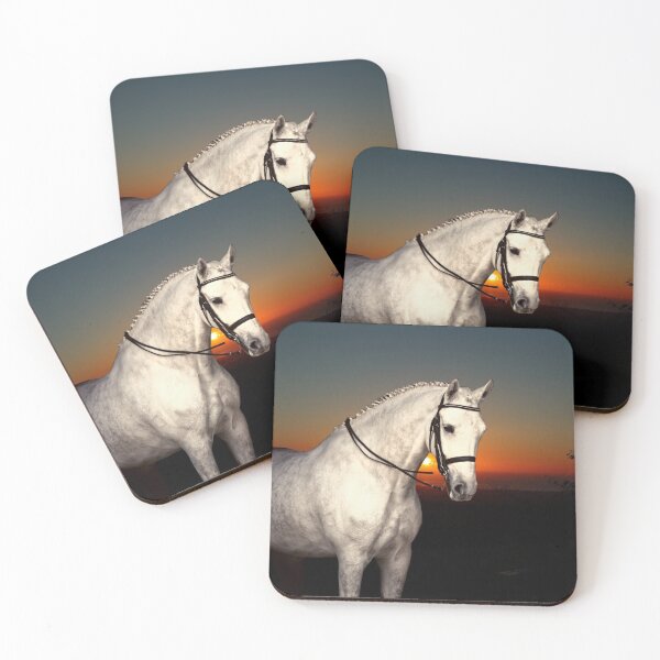 Item preview, Gray at Dawn - Bold and Beautiful "White" Horse with the Rising Sun designed and sold by OpenED360.