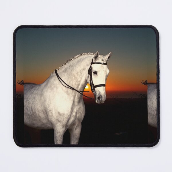 Item preview, Gray at Dawn - Bold and Beautiful "White" Horse with the Rising Sun designed and sold by OpenED360.