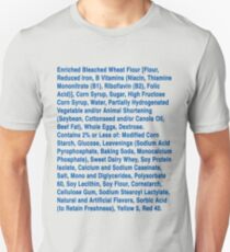 Twinkie ingredients (blue text on light color shirts) Unisex T-Shirt