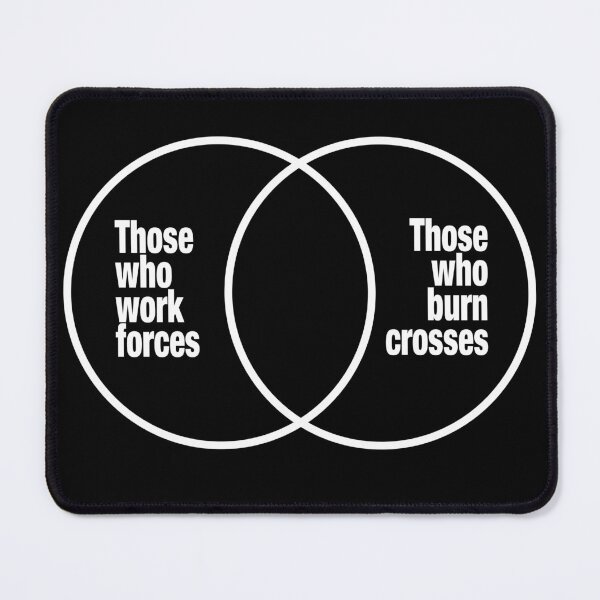 Item preview, Those Who Work Forces, Those Who Burn Crosses Venn Diagram (white) designed and sold by YoFlyList.