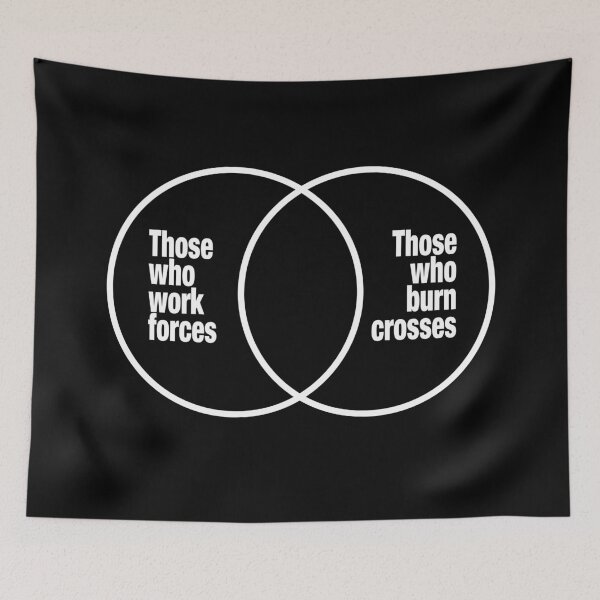 Item preview, Those Who Work Forces, Those Who Burn Crosses Venn Diagram (white) designed and sold by YoFlyList.