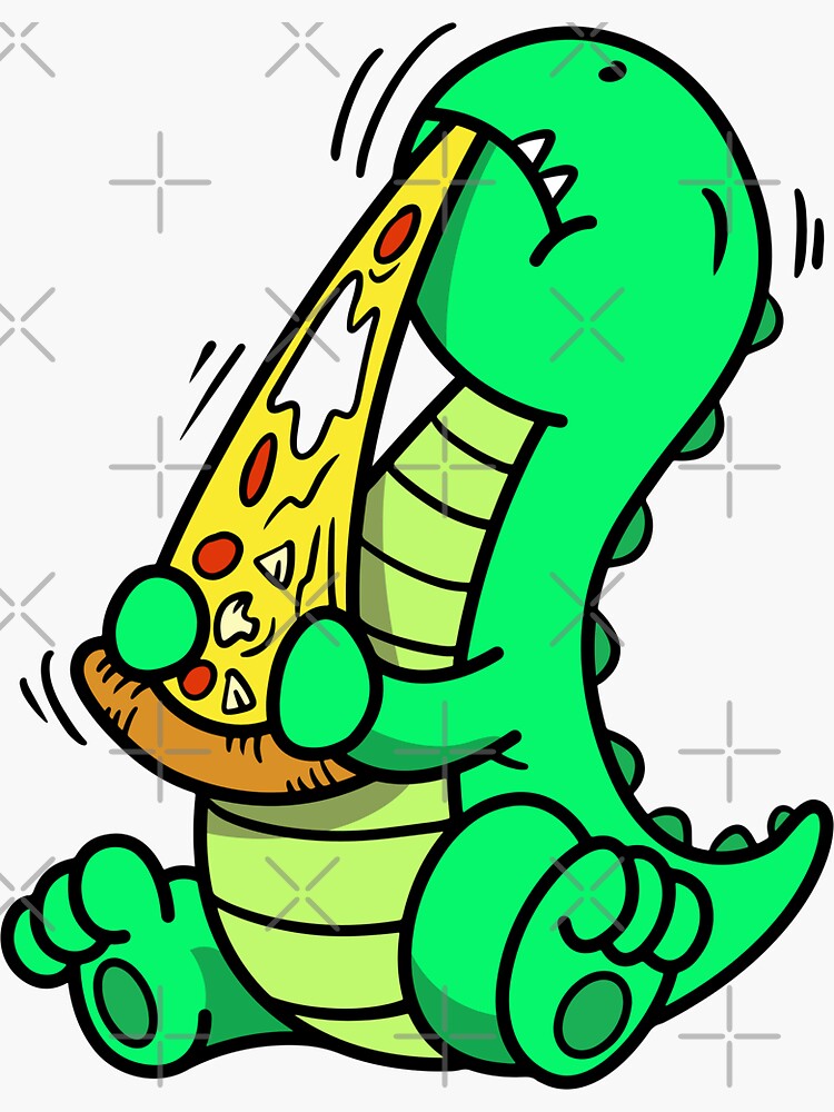 Cute Dino Enjoys Eating Pizza Graphic by jonnyleaf14 · Creative Fabrica