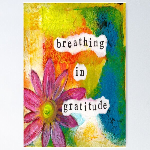 Item preview, Breathing In Gratitude - Pink Flower Gratitude Art  designed and sold by KATHLEEN TENNANT ART.