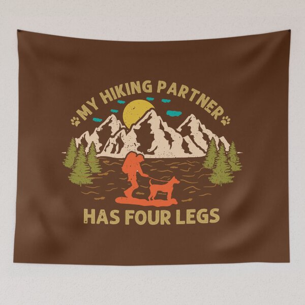 Item preview, Hiker With Dog, My Hiking Partner Has Four Legs, Vintage Hiking Saying designed and sold by AweSoMe Shirts.