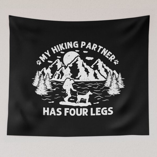 Item preview, My Hiking Partner Has Four Legs, Vintage Hiking Saying, Hiker With Dog designed and sold by AweSoMe Shirts.