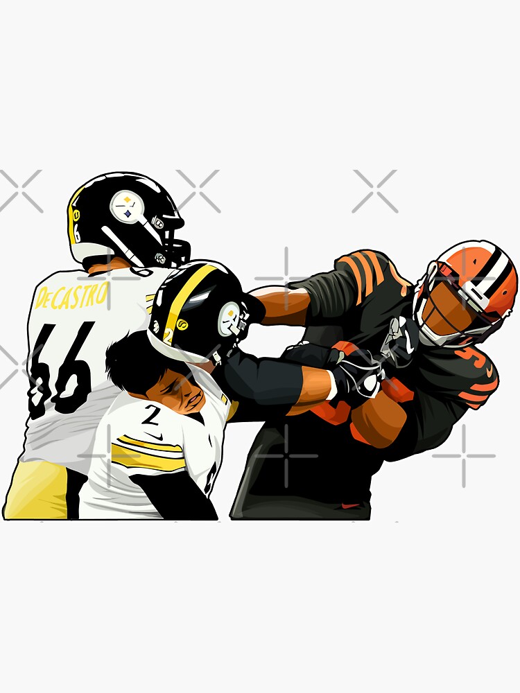 Myles Garrett Hit Mason Rudolph' Sticker for Sale by BornOfGoalers