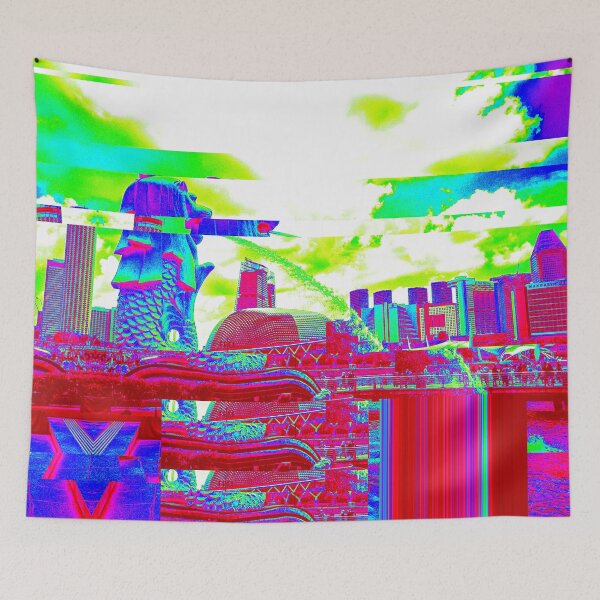 Item preview, Singapore Coastline Lion Fountain Glitch Art designed and sold by glitchhub.